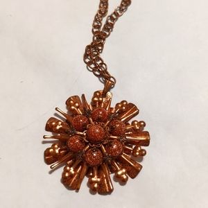 Vintage copper sunburst necklace